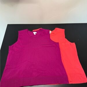 Set 2 Charter Club Red and Purple Sleeveless Tops